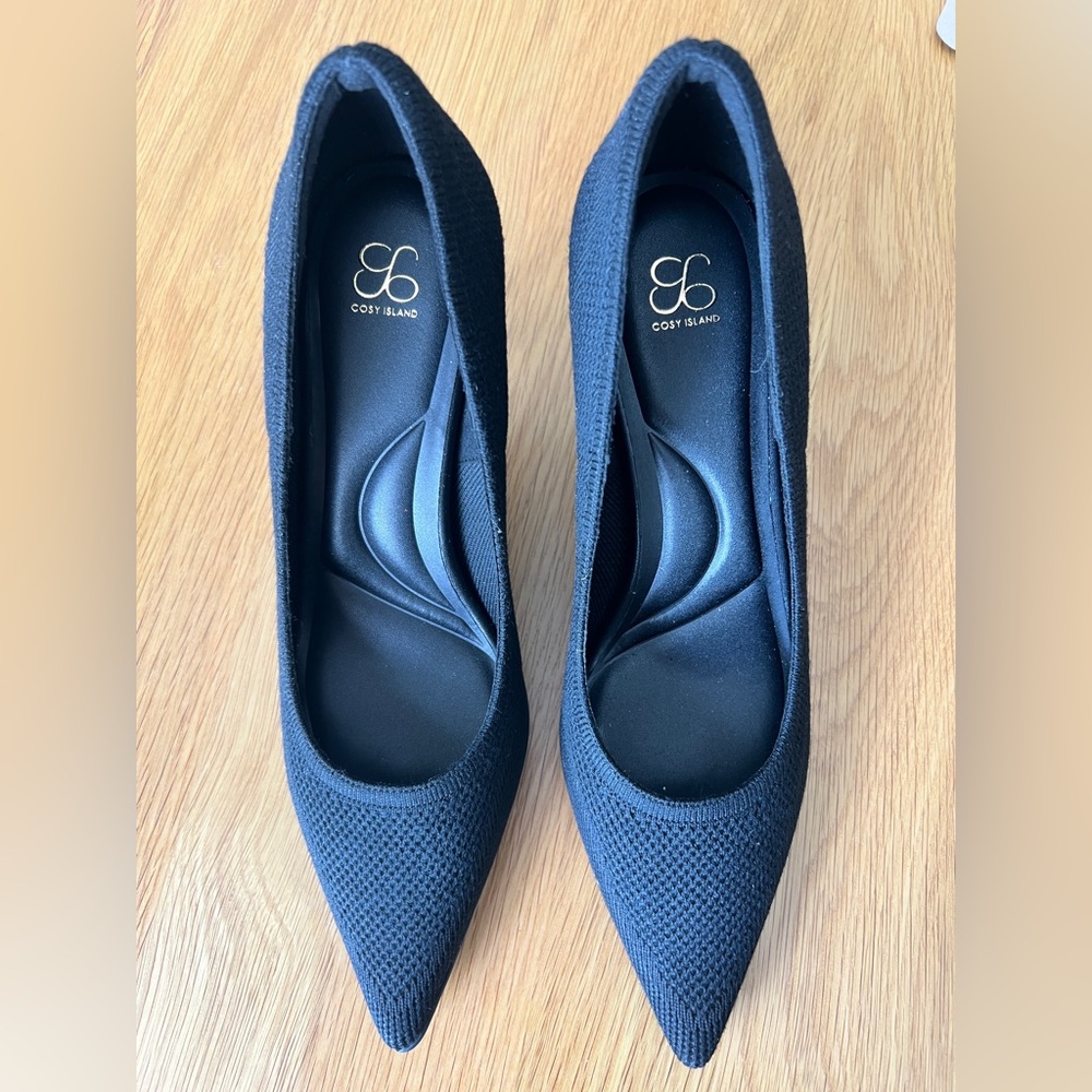 Cosy Island Black Pointed Knit Pumps